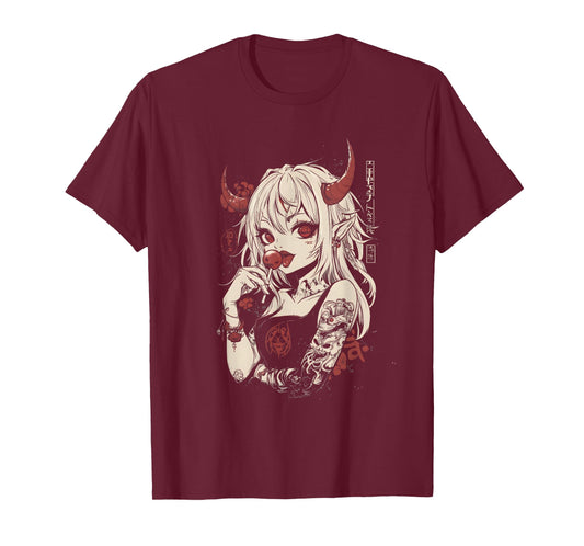 Goth Grunge Girl Waifu Demon Anime Horror Alt Aesthetic T-Shirt