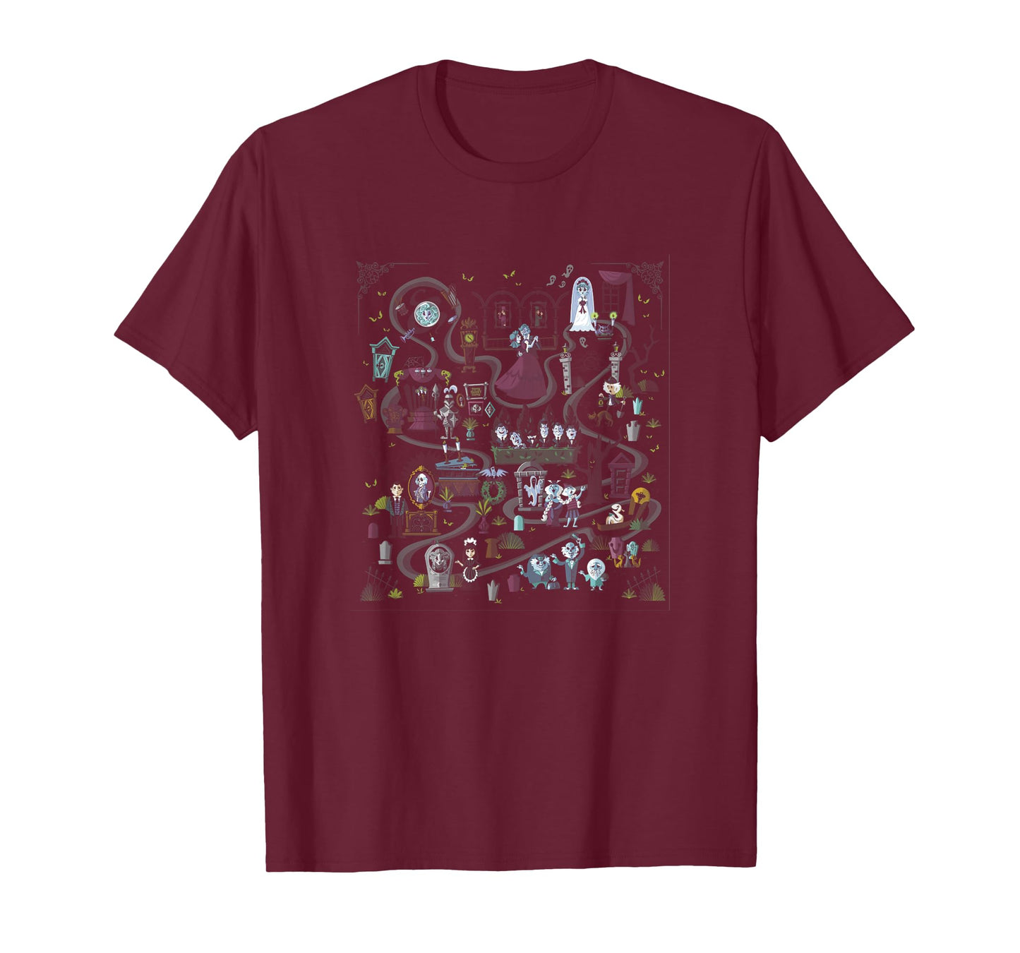 The Haunted Mansion Ride Animated Map Overview T-Shirt