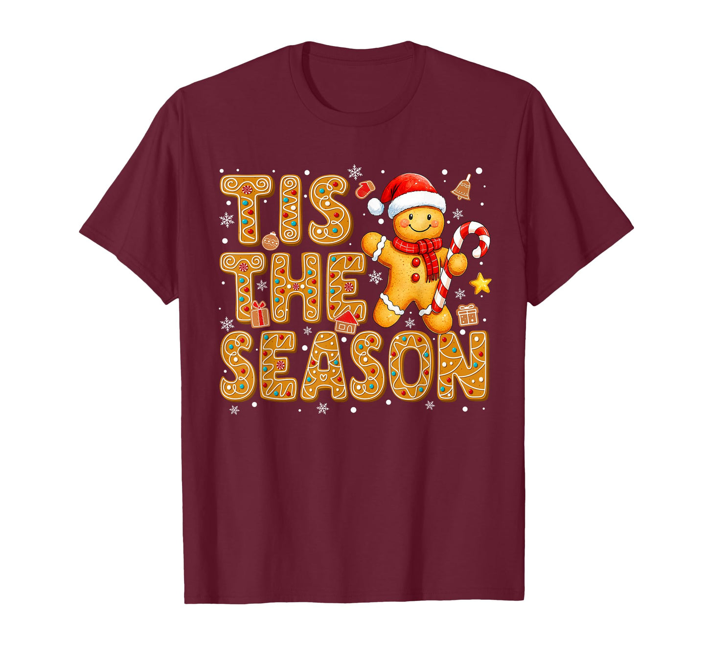Tis The Season Gingerbread Santa Hat Christmas Cookie Women T-Shirt