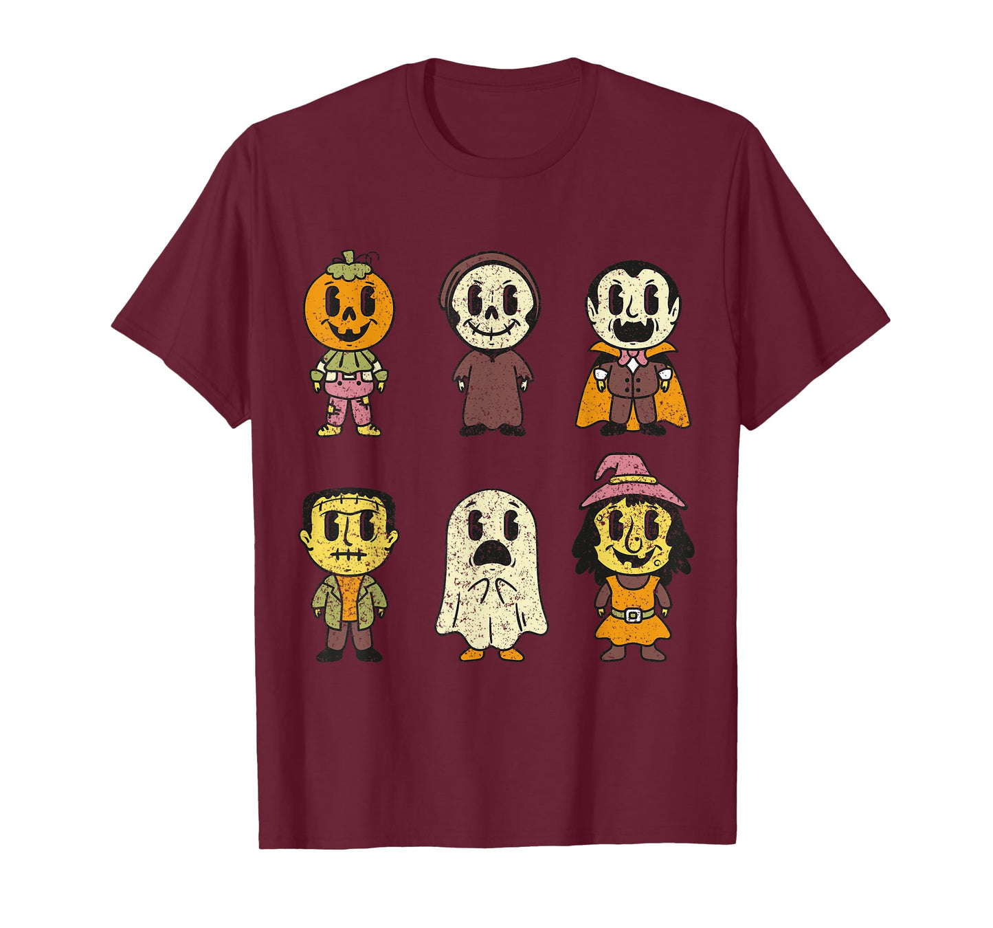 Vintage Halloween Pumpkin Witch Ghost Vampire Retro Gift T-Shirt
