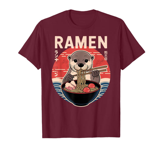 Otter Ramen Japanese Noodles Kawaii Anime Otter T-Shirt