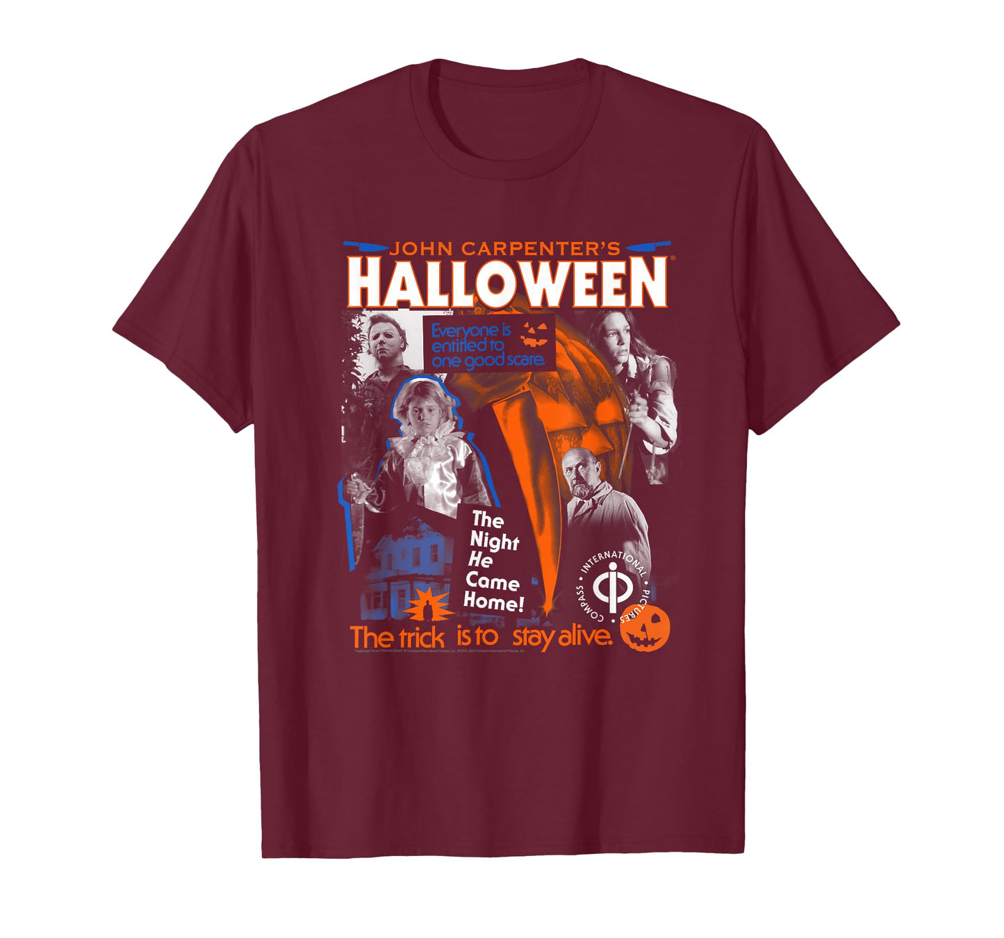 Halloween Trick is to Stay Alive Collage Retro Horror Movie T-Shirt