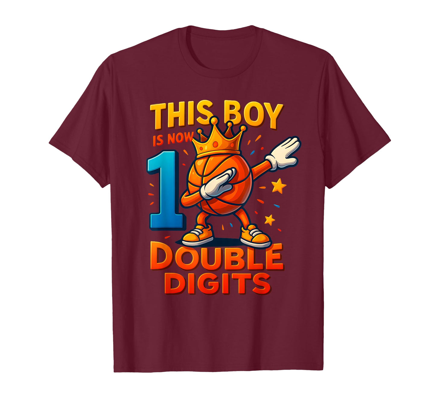 Double Digits Basketball Birthday Boy 10 Year Celebration T-Shirt
