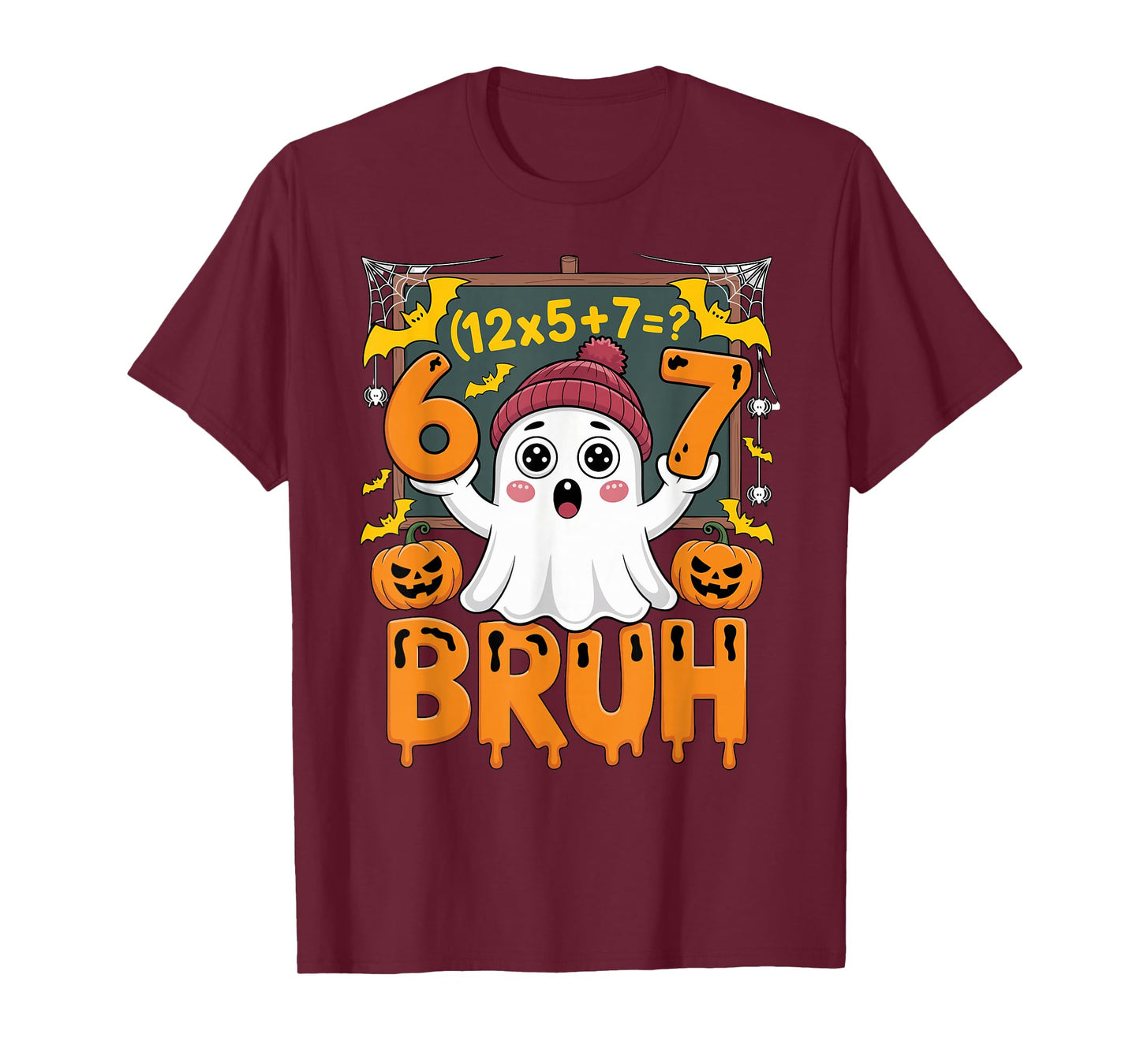 67 Teacher Halloween Ghost Six Seven Meme Math Humor Ghost T-Shirt
