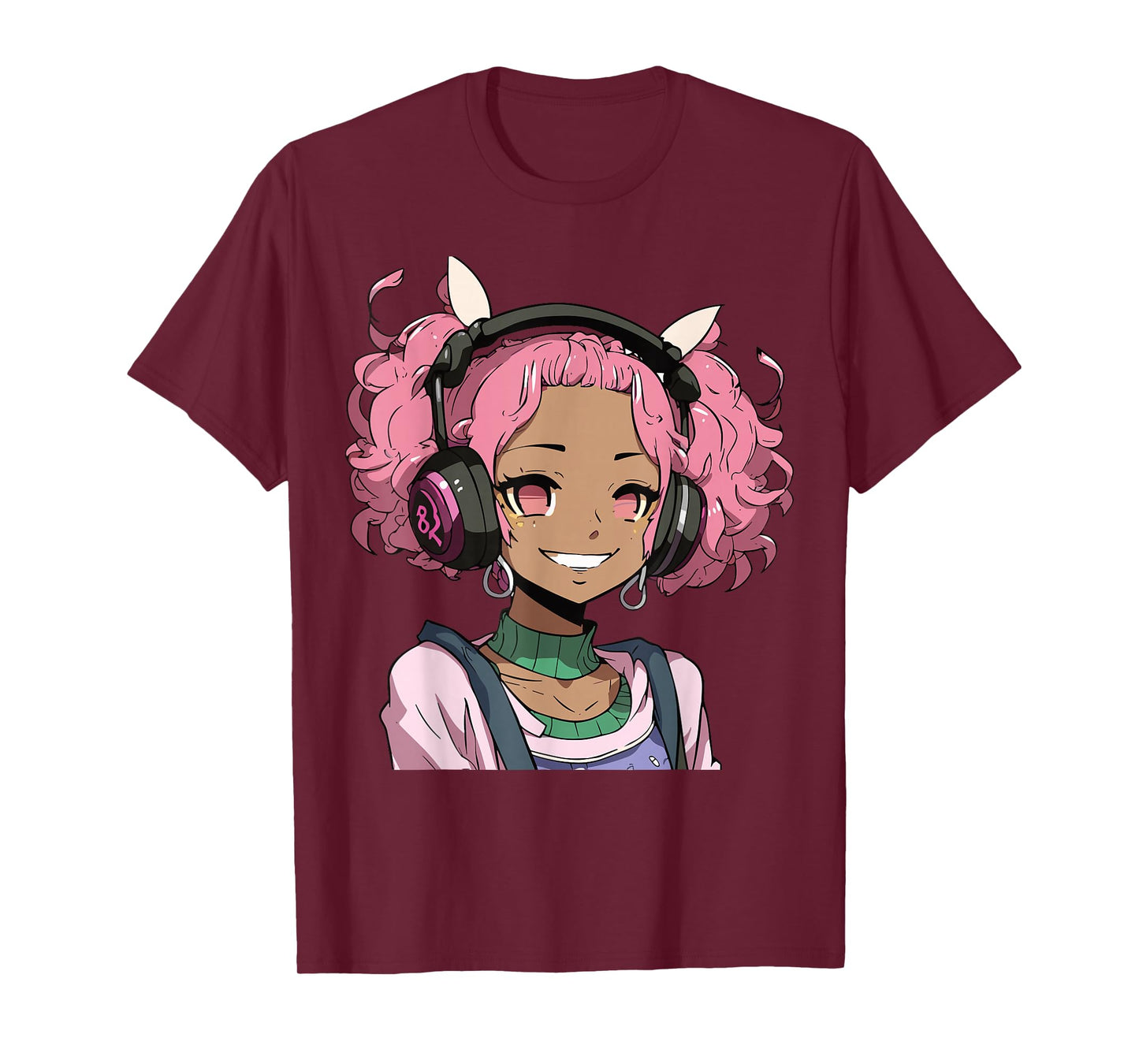 Anime and Music Black Girl Anime Merch Afro African American T-Shirt