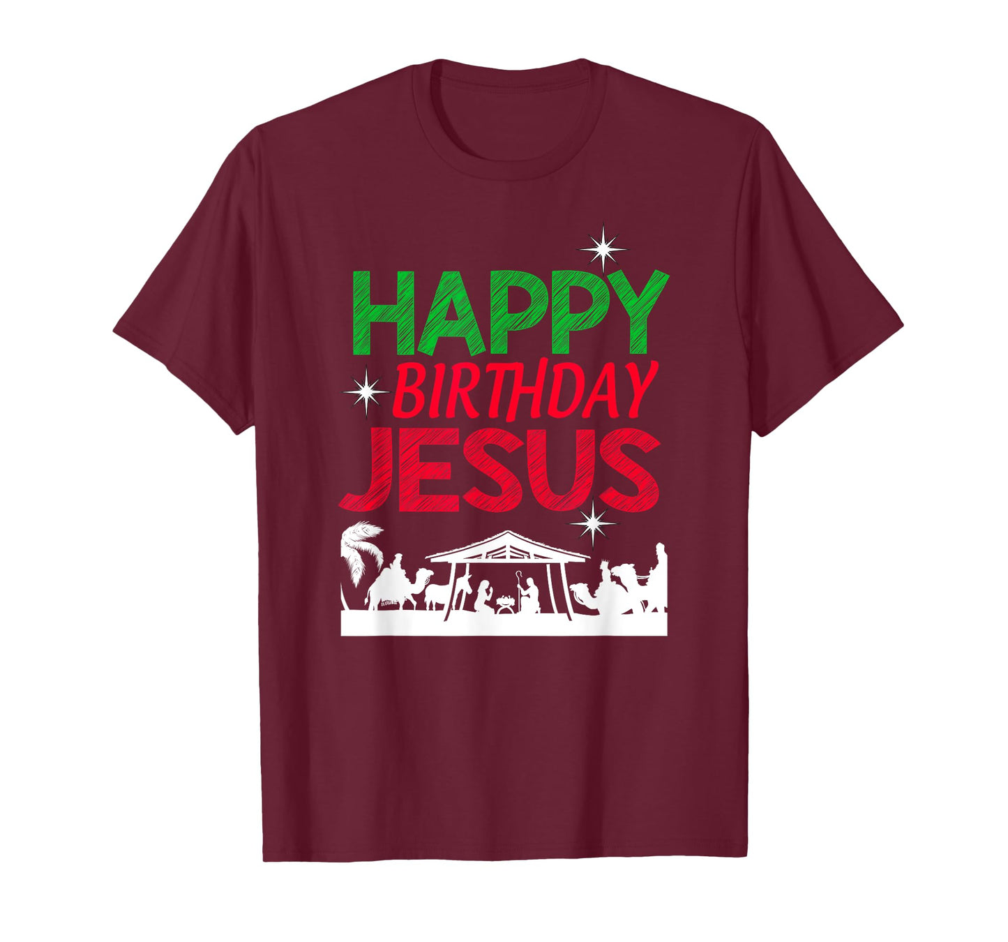 Happy Birthday Jesus Christian Christmas Religious Nativity T-Shirt