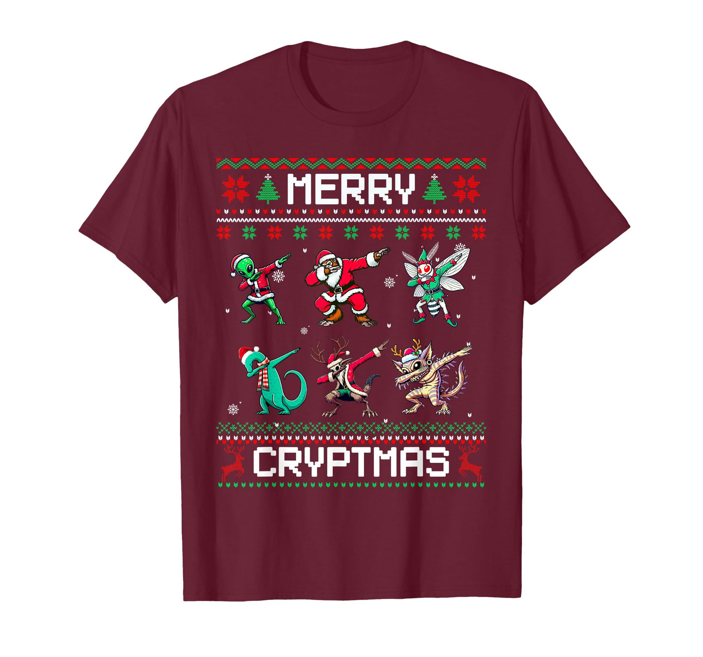 Merry Cryptmas Dabbing Cryptid Ugly Christmas Sweater T-Shirt