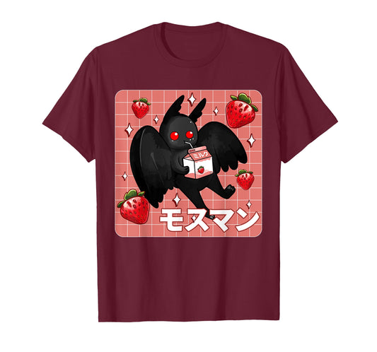 Cryptid Mothman Lover Kawaii Strawberry Milk Shake Carton T-Shirt