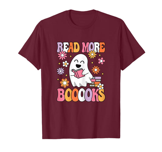 Read More Books Groovy Funny Halloween Teacher Women T-Shirt