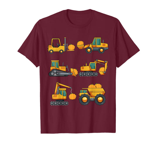 Pumpkin Excavator Lazy Halloween Costume Heavy Equipment T-Shirt