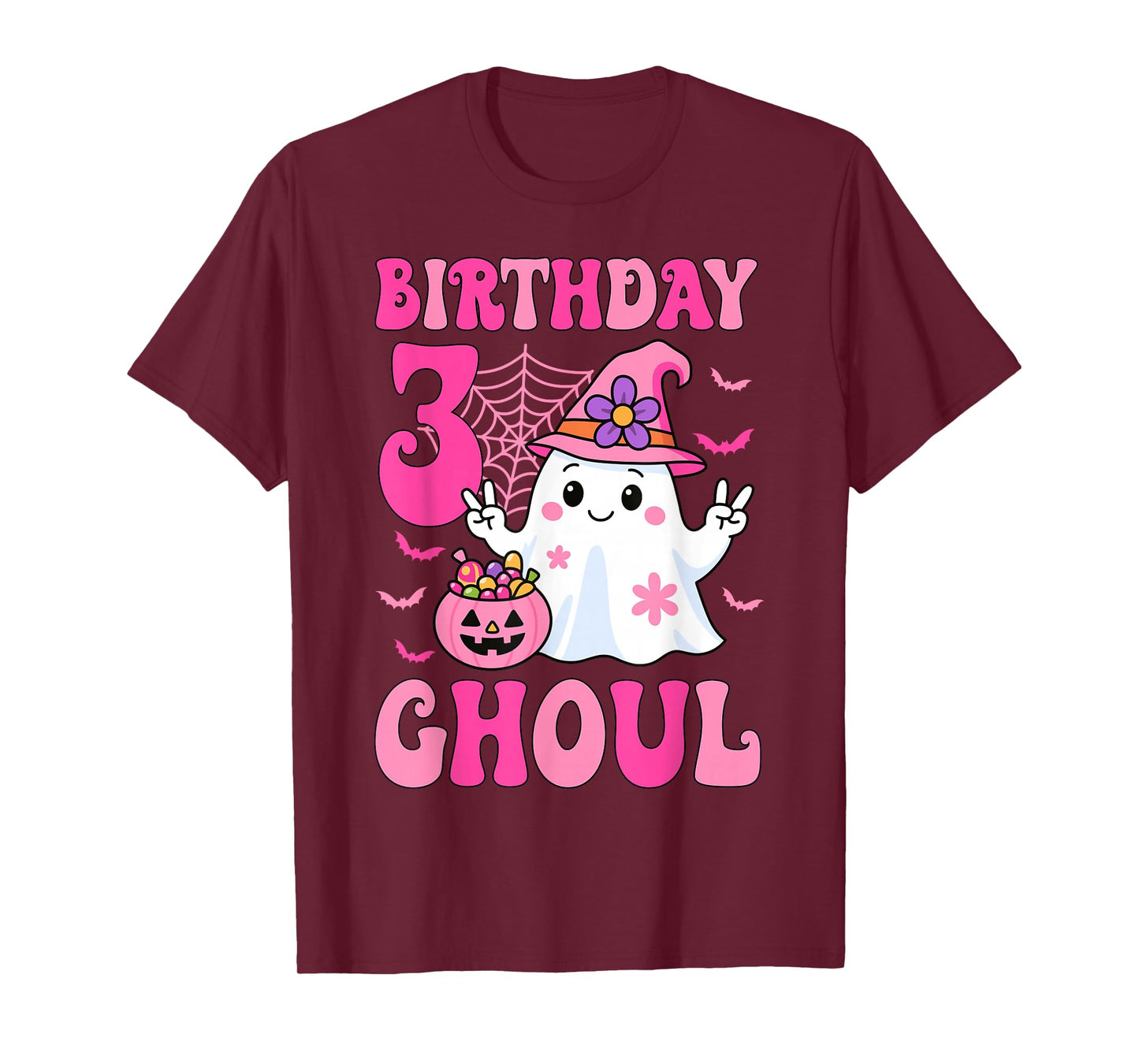 I'm 3 Years Old Girls Cute Ghost It's My 3rd Birthday Ghoul T-Shirt