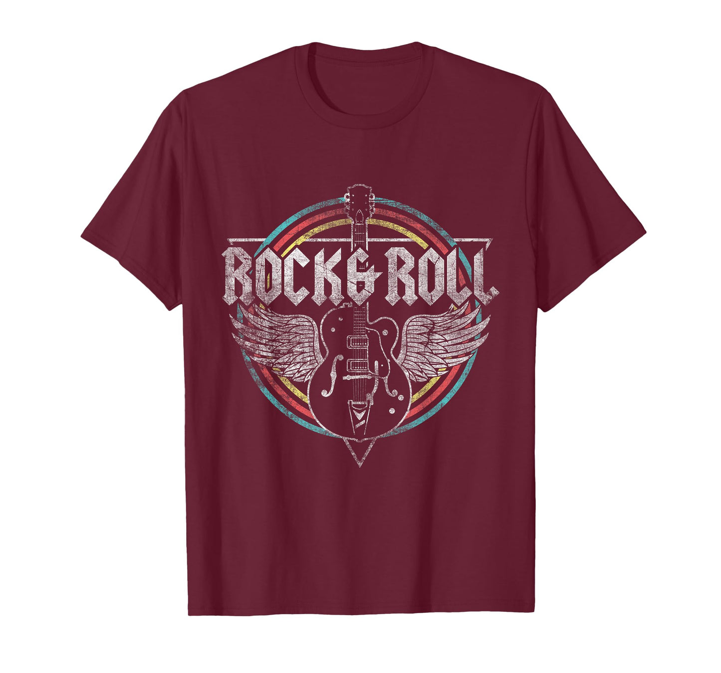 Rock & Roll Guitar Wings Music T-Shirt Small