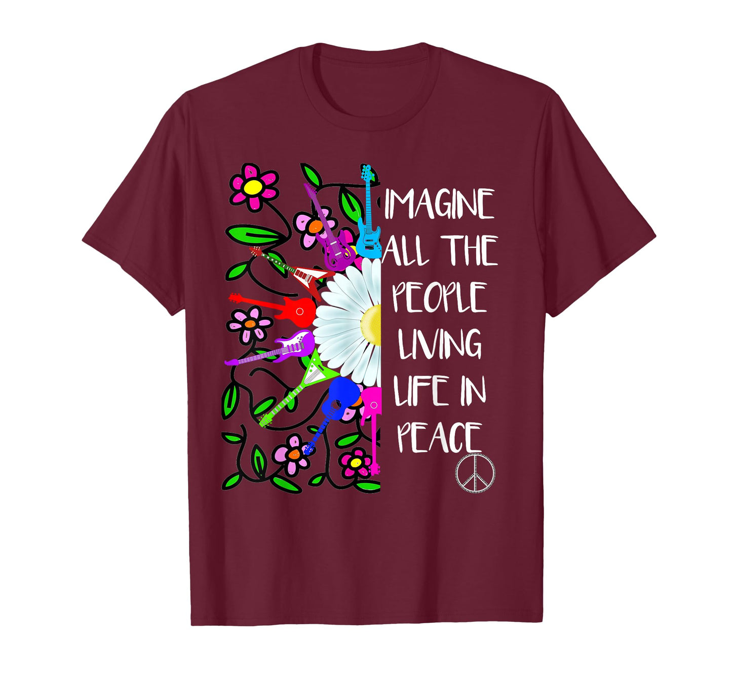 Imagine Peace Groovy Hippie Colorful 70s Folk Rock Music T-Shirt