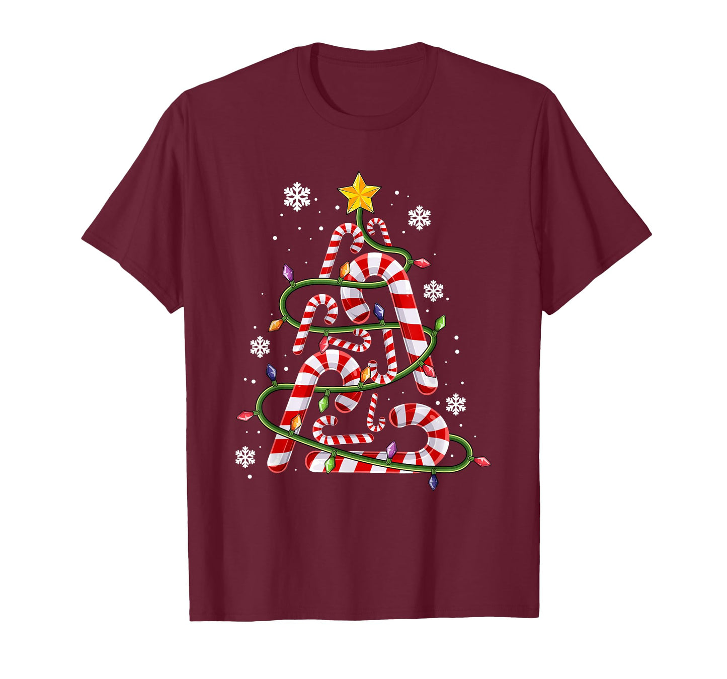 Candy Cane Shirt for Family, Kids Christmas Tree Lights T-Shirt
