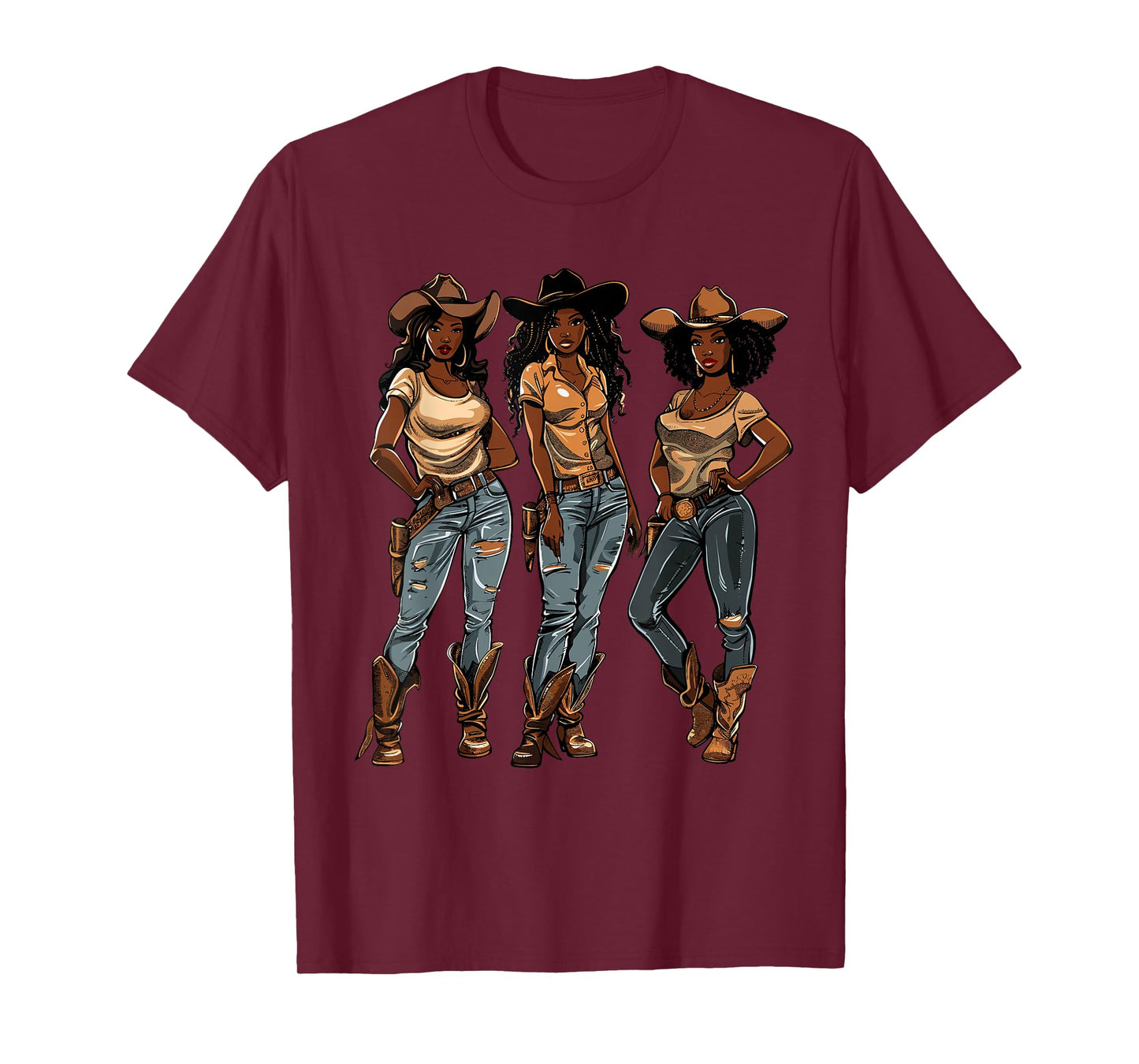 Black African American Cowgirl Western Country Texas Rodeo T-Shirt