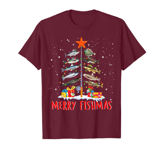 Funny Merry Fishmas - Christmas Tree Lights T-Shirt
