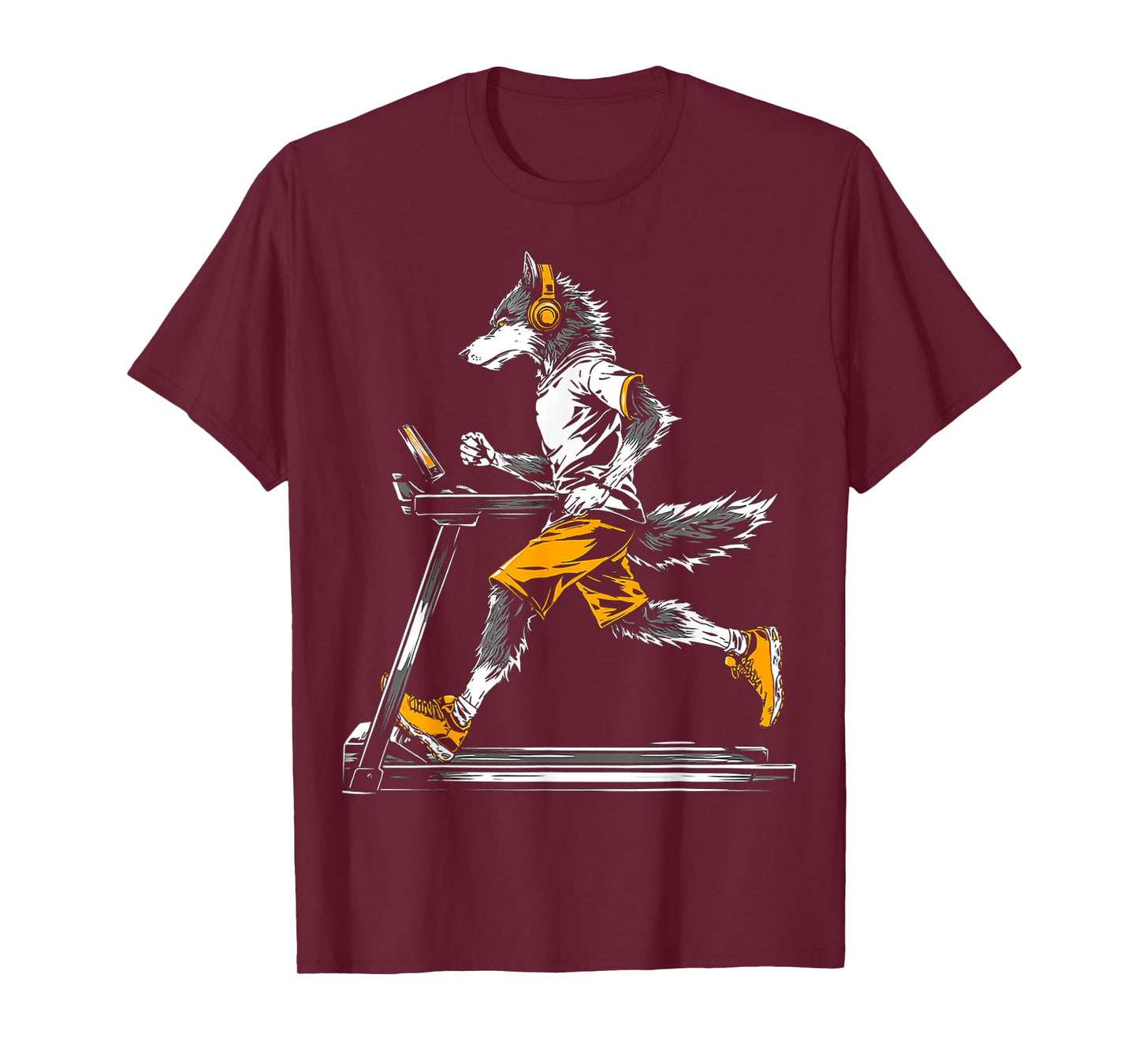 Wolf Fitness Treadmill Running Art Animal Motif Wolf T-Shirt