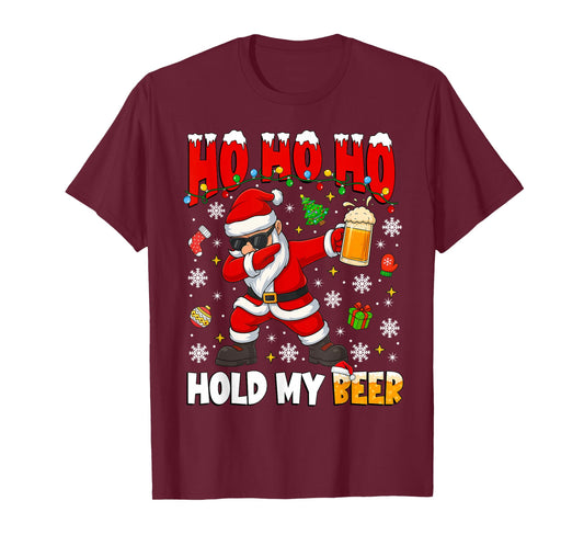 Ho Ho Hold My Drink Cool Dabbing Santa Christmas Xmas Men T-Shirt