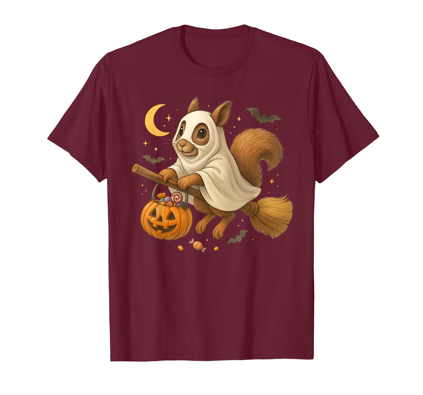 Funny Squirrel Ghost Pumpkin Spooky Halloween Costume T-Shirt