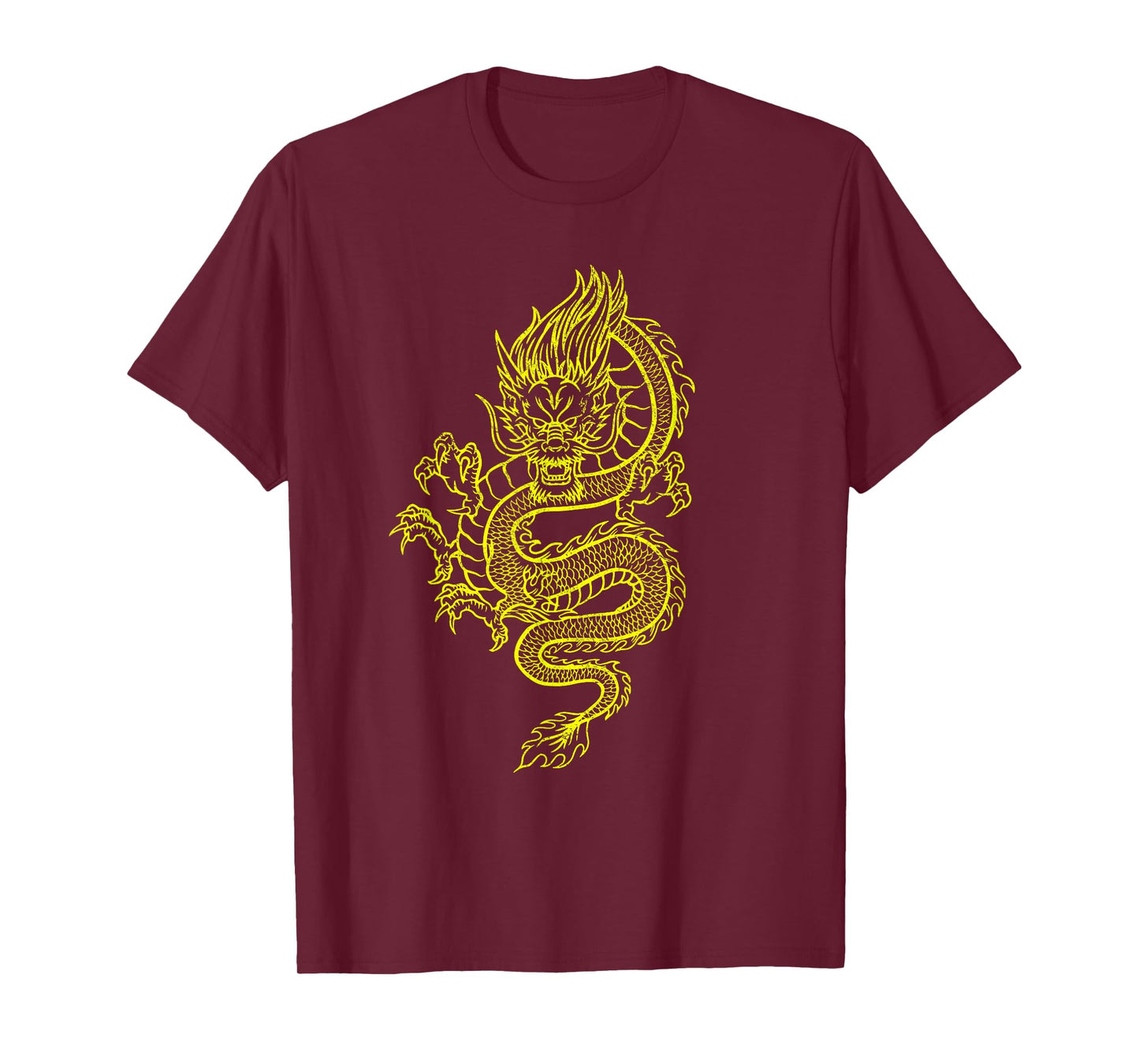 Large Yellow Dragon Graphic Design T-Shirt