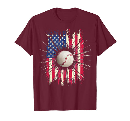Baseball US Flag T-Shirt