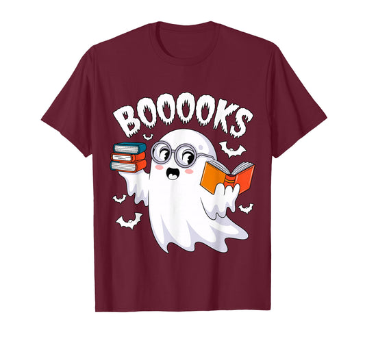 Boooooks Ghost Reading Books Librarian Halloween Costume T-Shirt