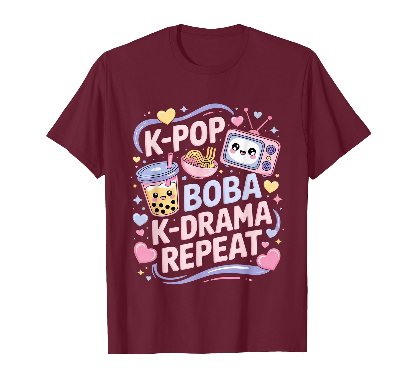 K-Pop Boba K-Drama Repeat K-POP Music Lover Kawaii Korean T-Shirt