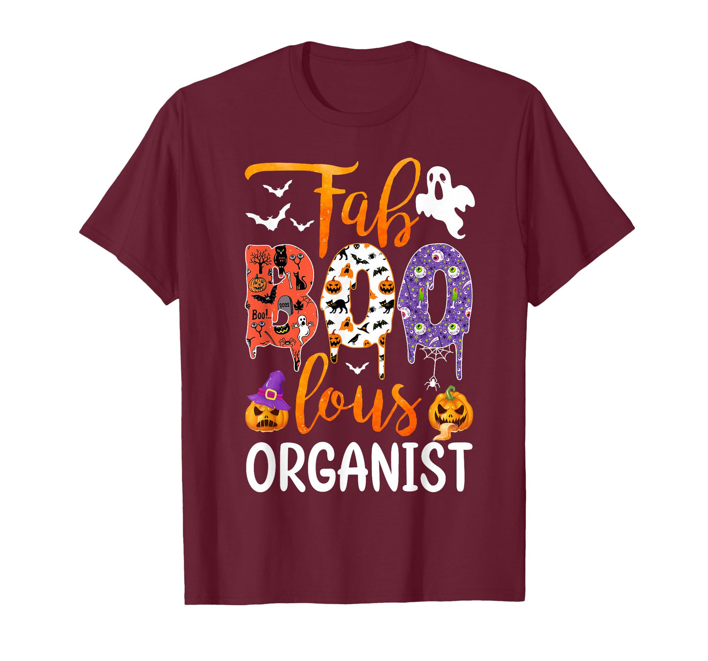 Fab Boo Lous Organist Boo Ghost Pumpkin Halloween T-Shirt