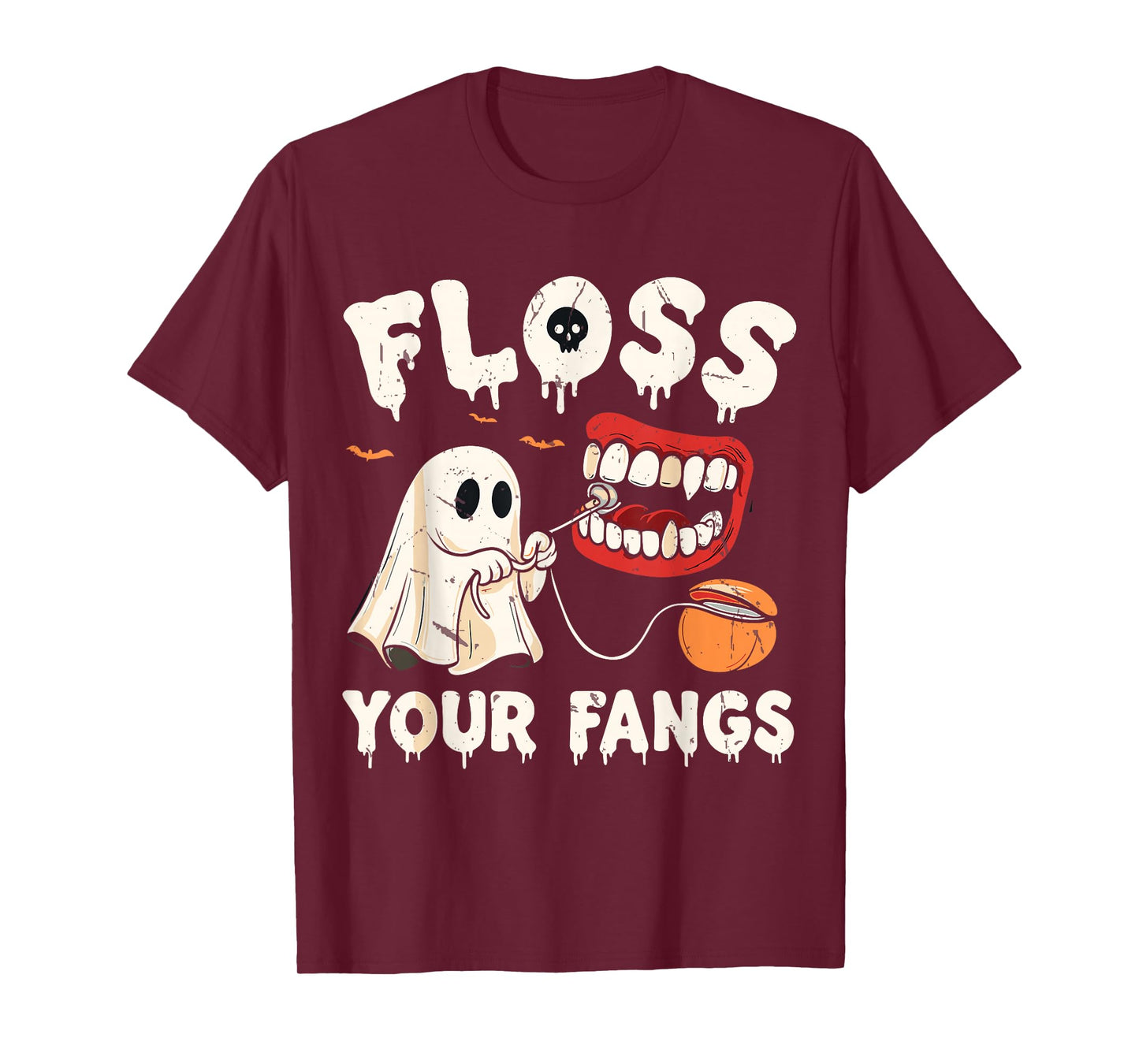 Floss Your Fangs Boo Dental Halloween Spooky Dentist T-Shirt T-Shirt
