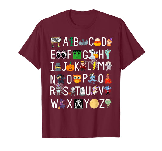 ABCs Learning Kindergarten Teacher Funny Halloween Alphabet T-Shirt