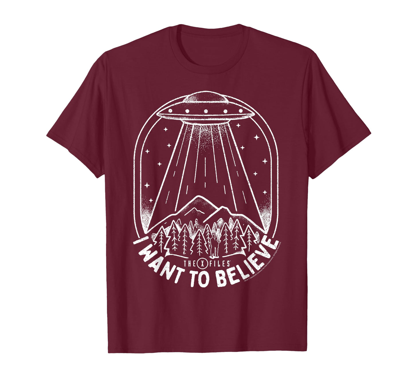 X-Files UFO I Want To Believe Distressed Silhouette Big Logo T-Shirt