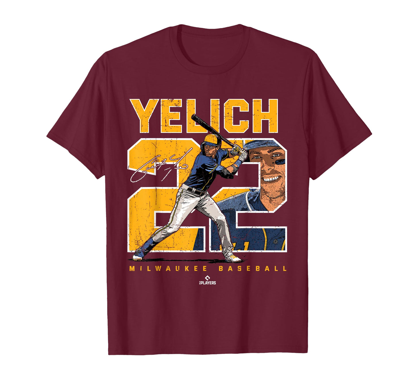 Number and Portrait Christian Yelich Milwaukee MLBPA T-Shirt