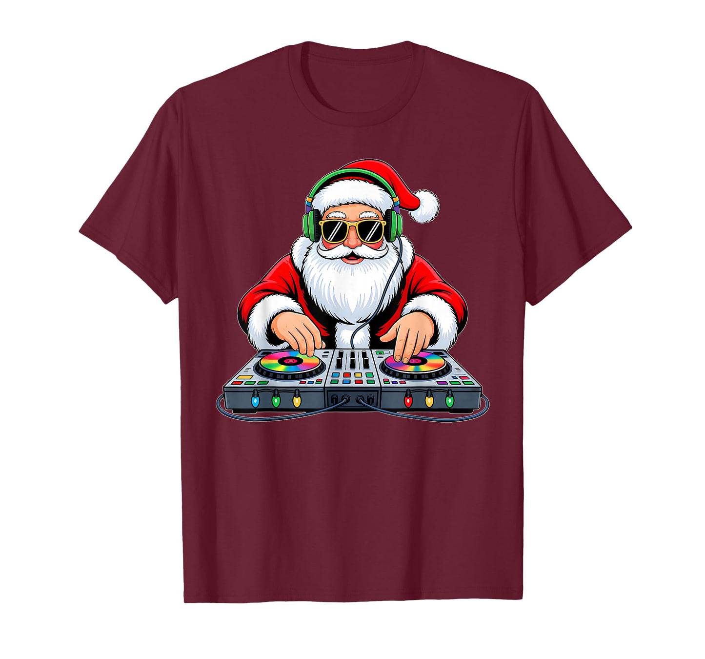 Funny Christmas DJ Santa Xmas Turntable Music Men Boys T-Shirt