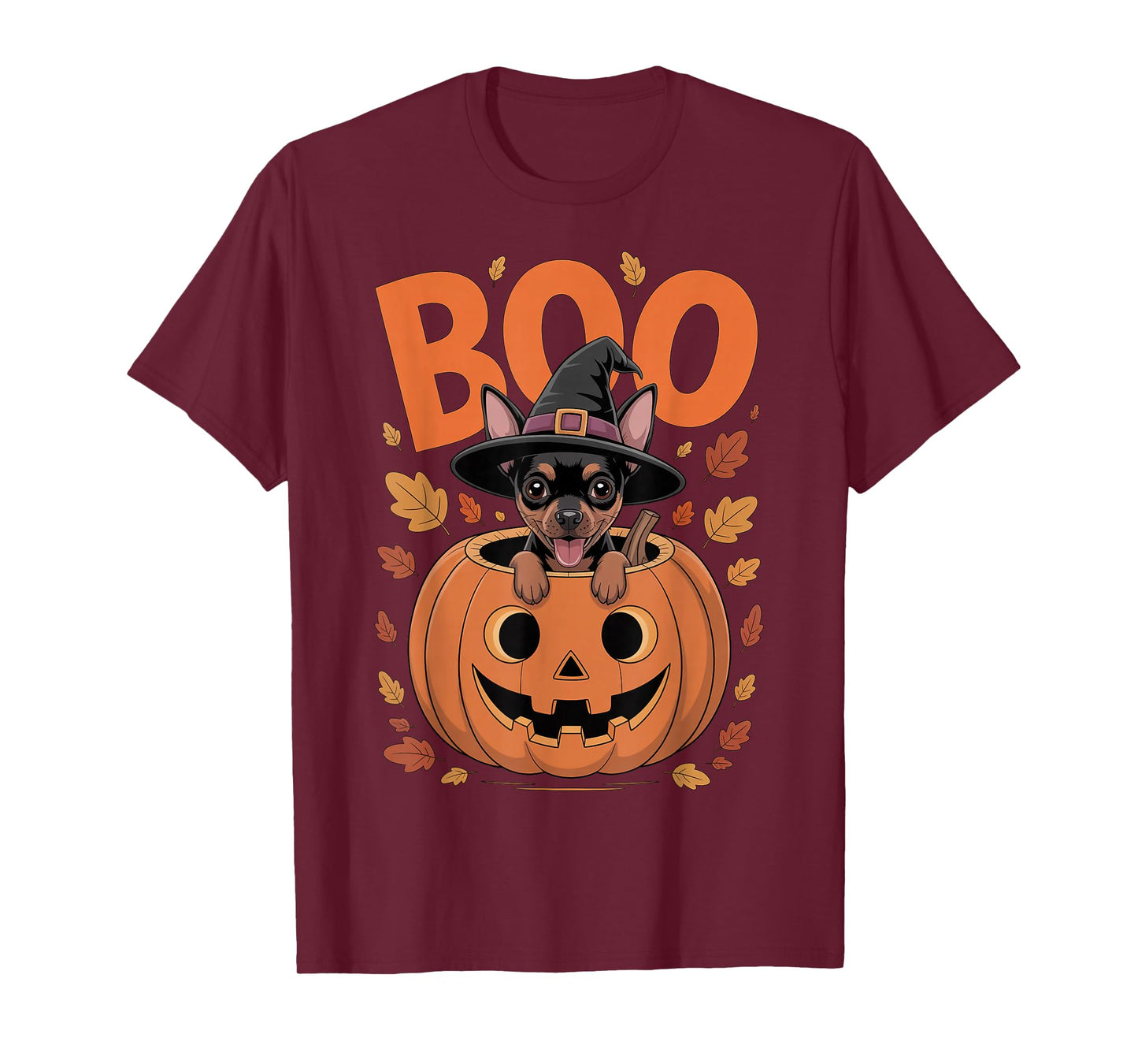 Min Pin Costume on Pumpkin Halloween Miniature Pinscher T-Shirt