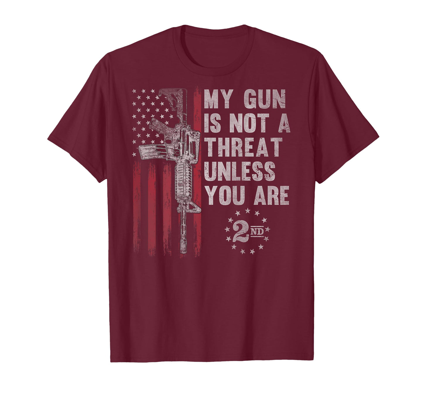 My Gun Is Not A Threat Unless You Are Gun Rights AR-15 Flag T-Shirt