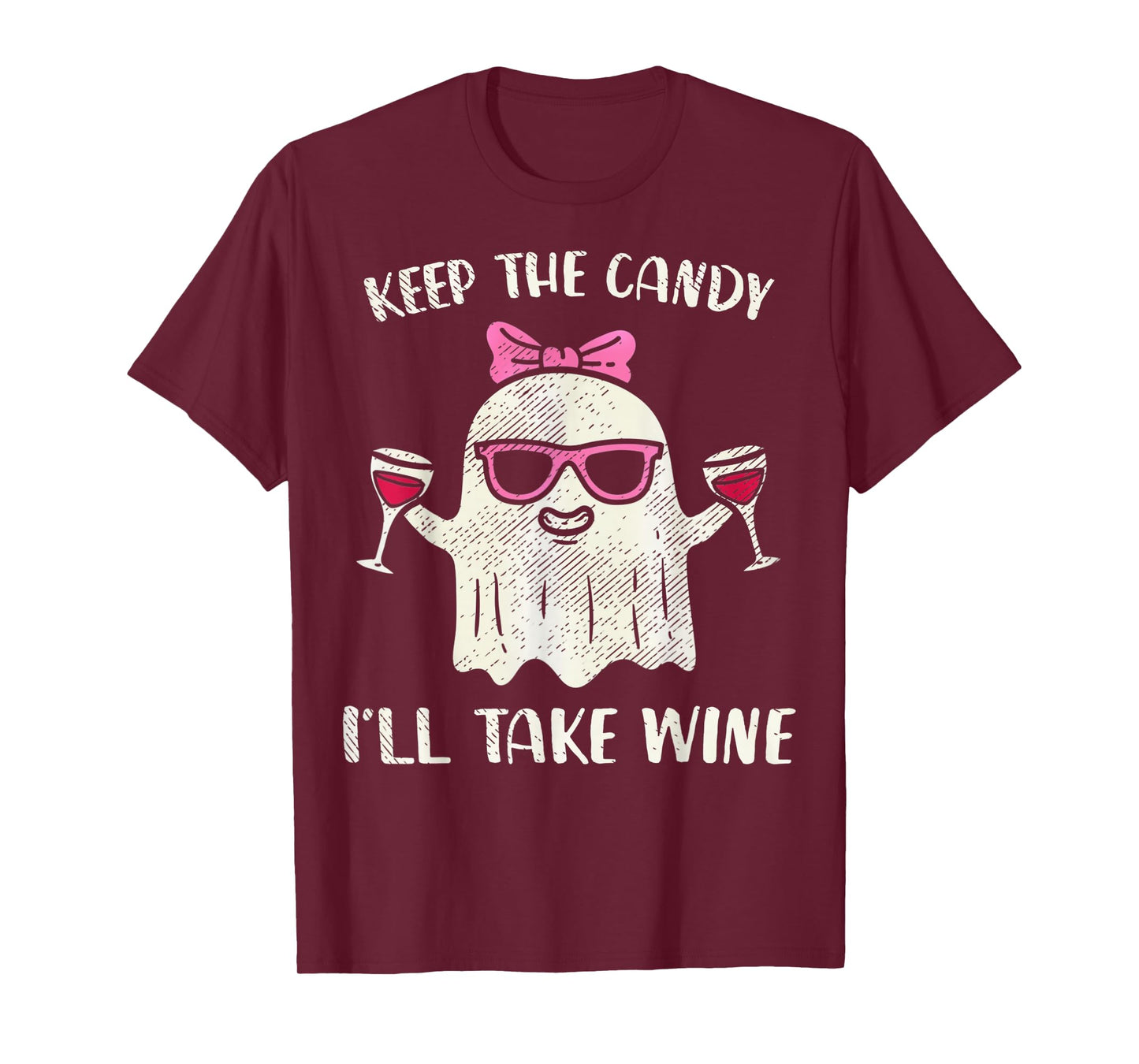 Keep The Candy I'll Take Wine Funny Halloween Girl Ghost T-Shirt