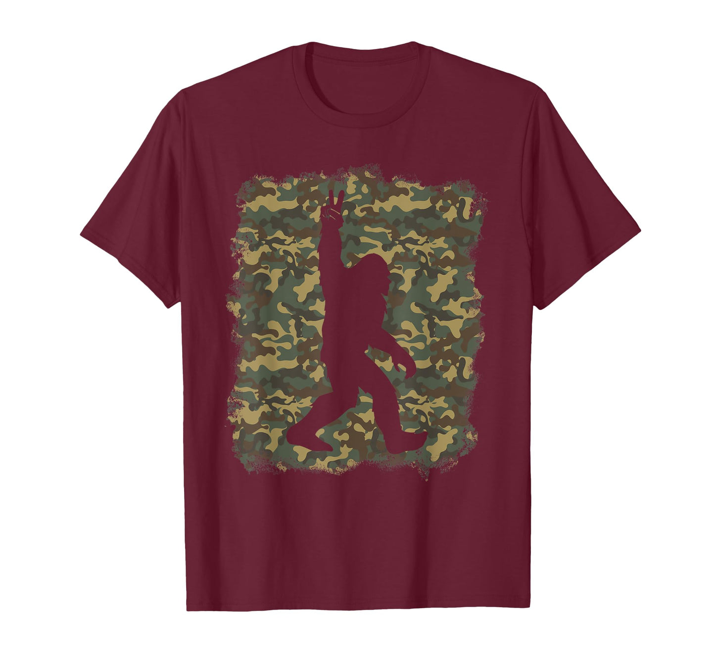 Bigfoot Sasquatch Peace Big Foot Squatch Army Camouflage Men T-Shirt