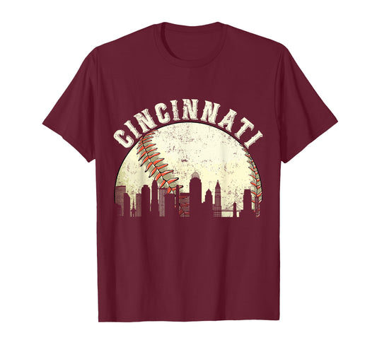 Cincinnati Vintage Baseball Tee Distressed Gameday Retro T-Shirt
