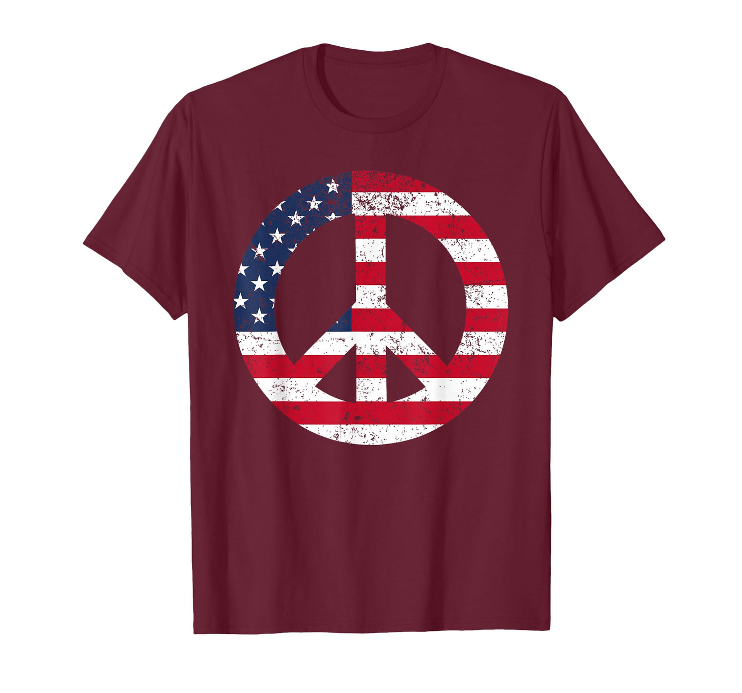 Peace Sign Patriotic USA Flag Peace & Love T-Shirt