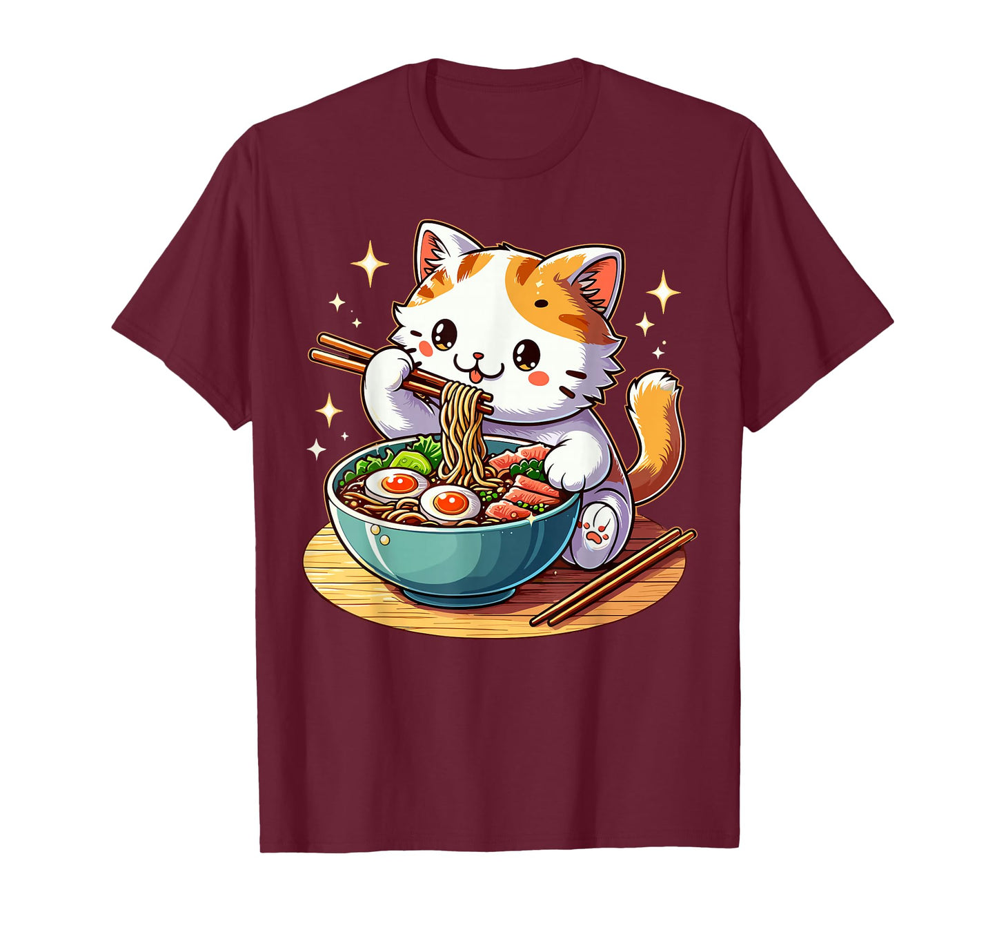 Cat Ramen Noodles Anime Kawaii Japanese Cat T-Shirt