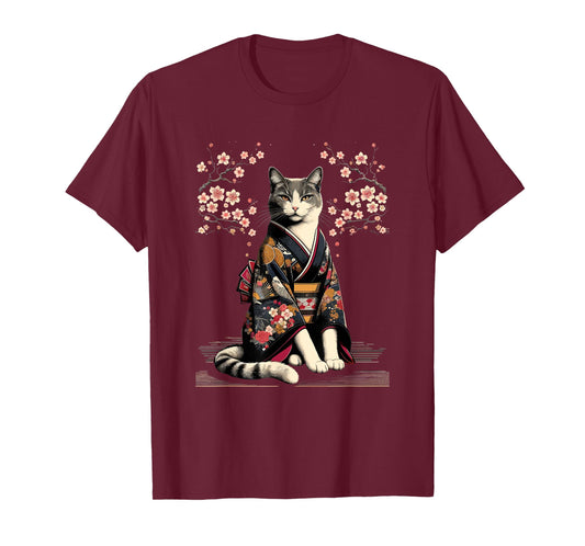 Kawaii Cat Anime Japanese Retro Men Women Kids Funny Cat T-Shirt