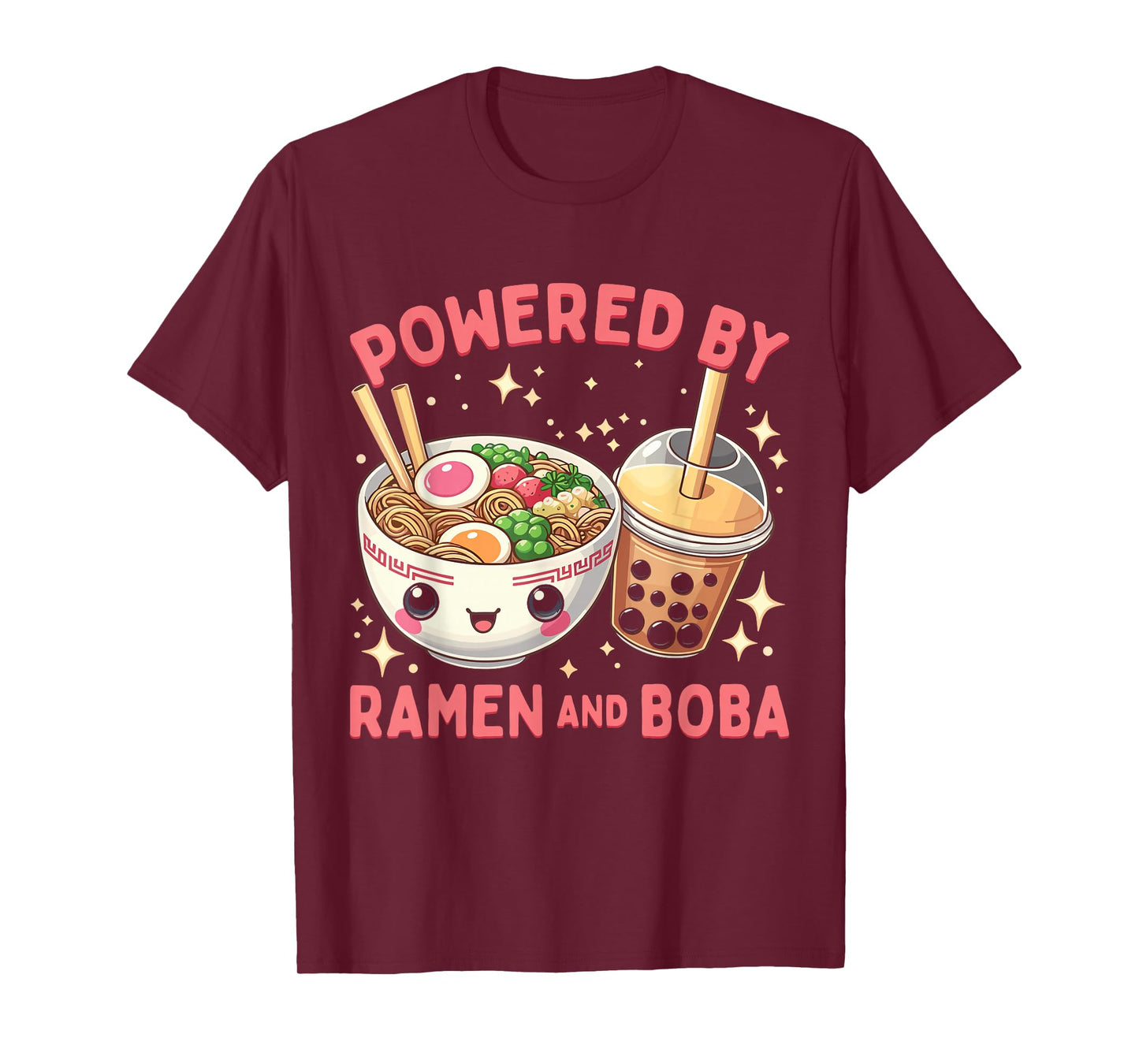 Powered by Ramen and Boba Ramen Boba Bubble Tea T-Shirt