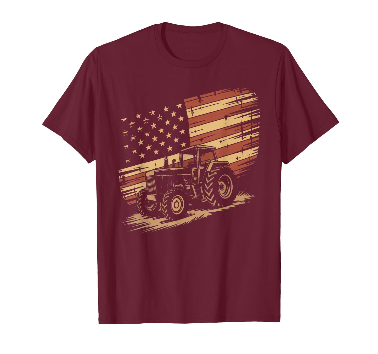 Patriotic Tractor US USA American Flag Farmer Farming Men T-Shirt
