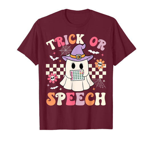 Trick or Speech Retro SLP Halloween Speech Therapy Halloween T-Shirt