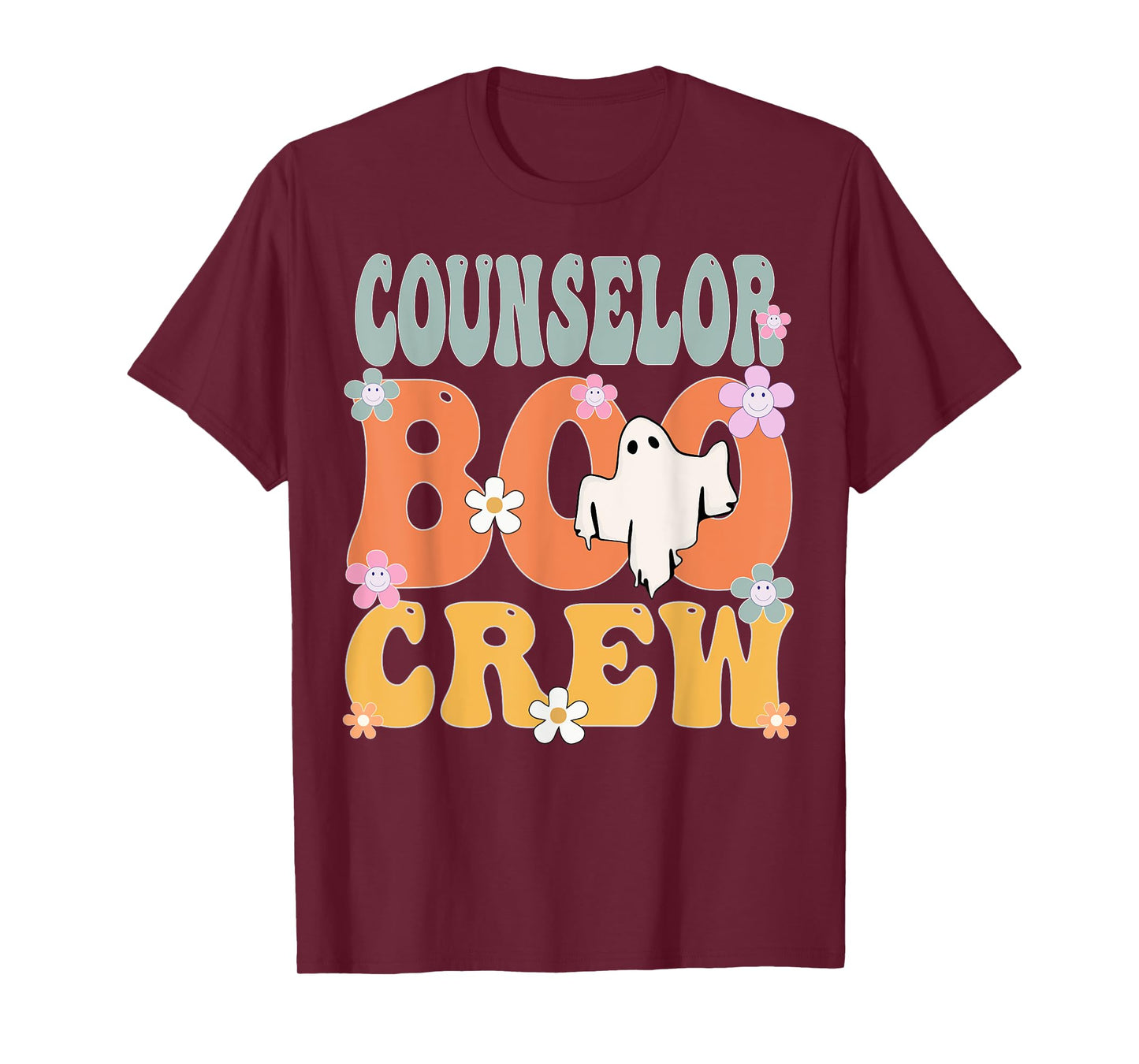 Counselor Boo Crew Ghost Retro Groovy Halloween For Women T-Shirt