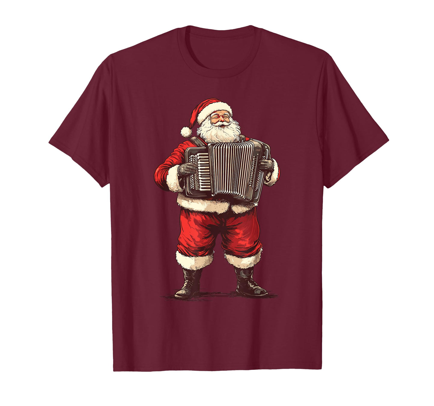 Santa Playing Accordion Funny Accordion Player Christmas T-Shirt