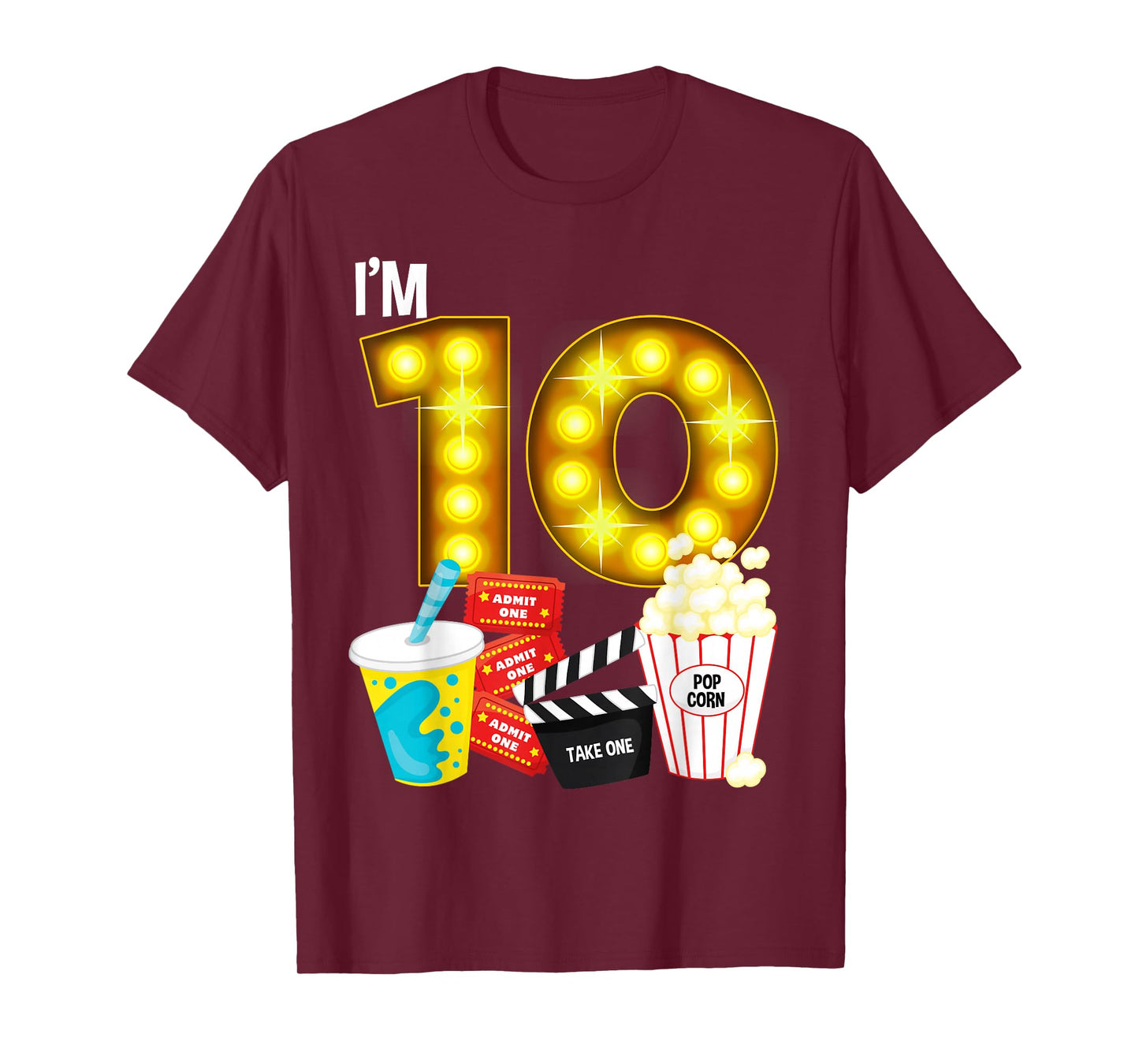 Movie Night Party 10th Birthday Movie Theme Kids Birthday T-Shirt