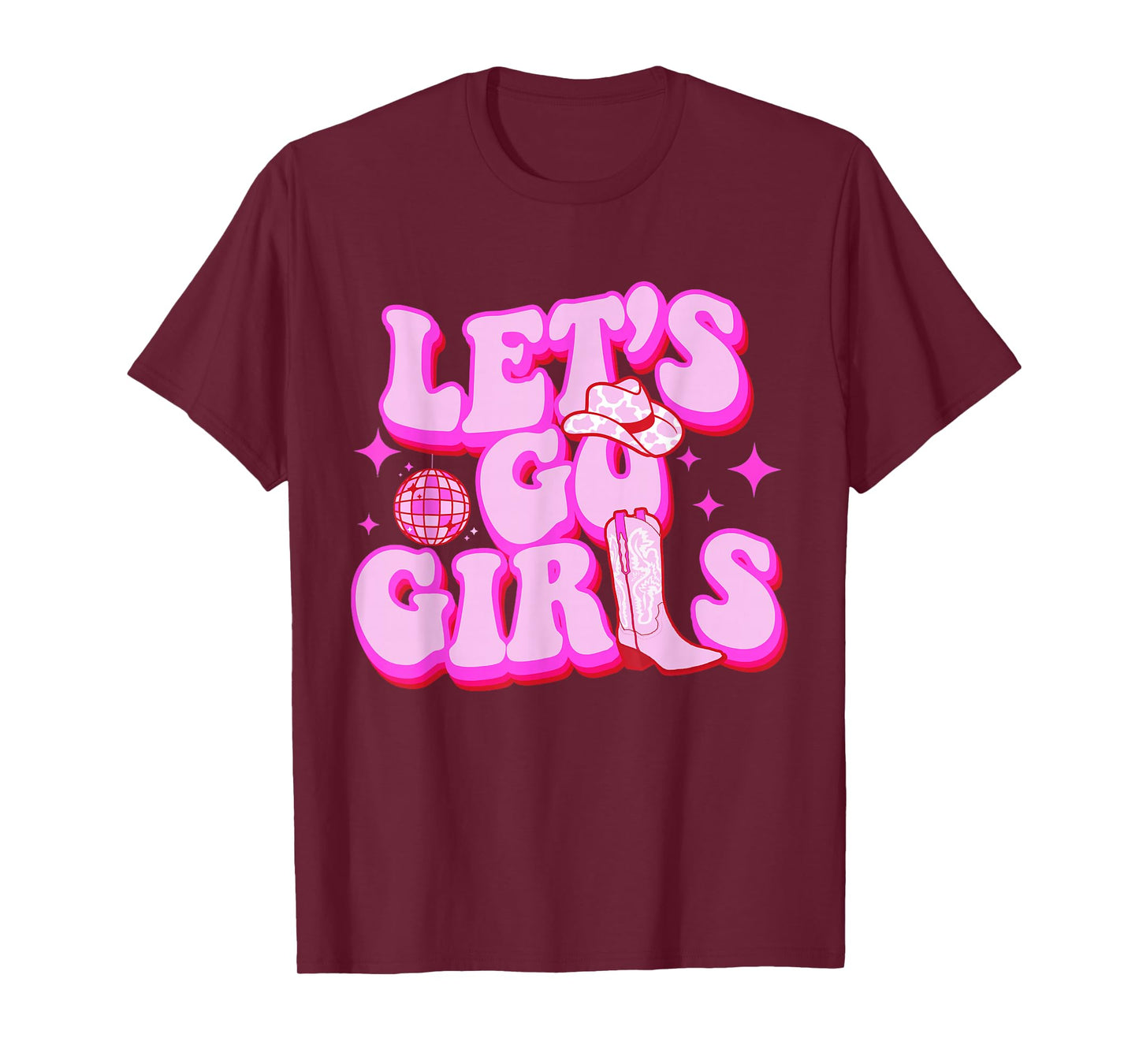 Let's Go Girls Cowgirls Leopard Hat Boots Western Country T-Shirt