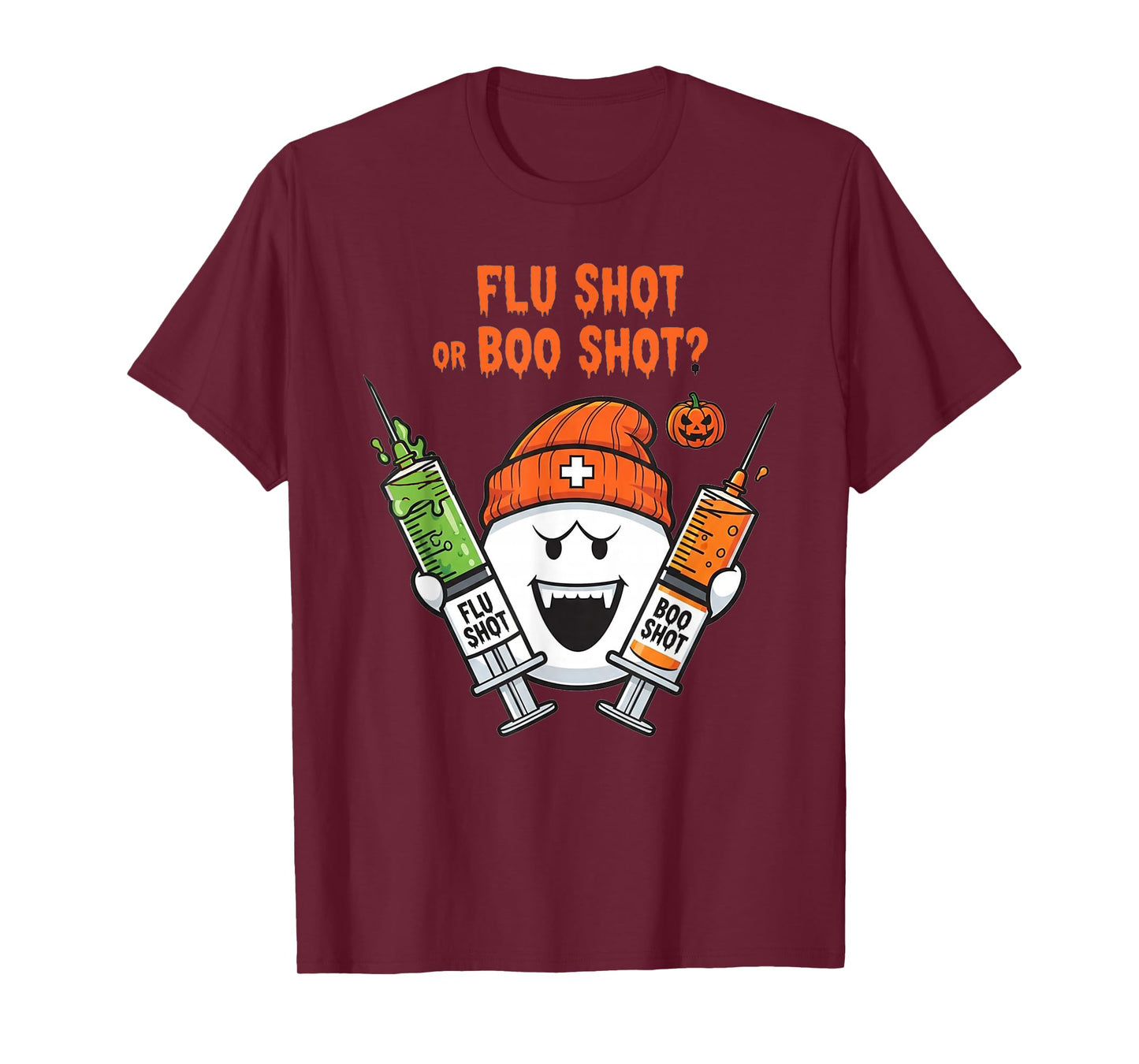 Flu Shot or Boo Shot Halloween Humor Ghost Nurse T-Shirt