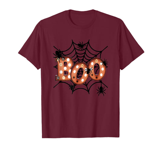 Boo Spider Web Halloween Spooky Spider Design With Gothic T-Shirt